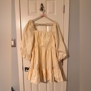 Mare Mare x Anthropologie Maria Cream Tiered Square Neck Puff Sleeve Dress